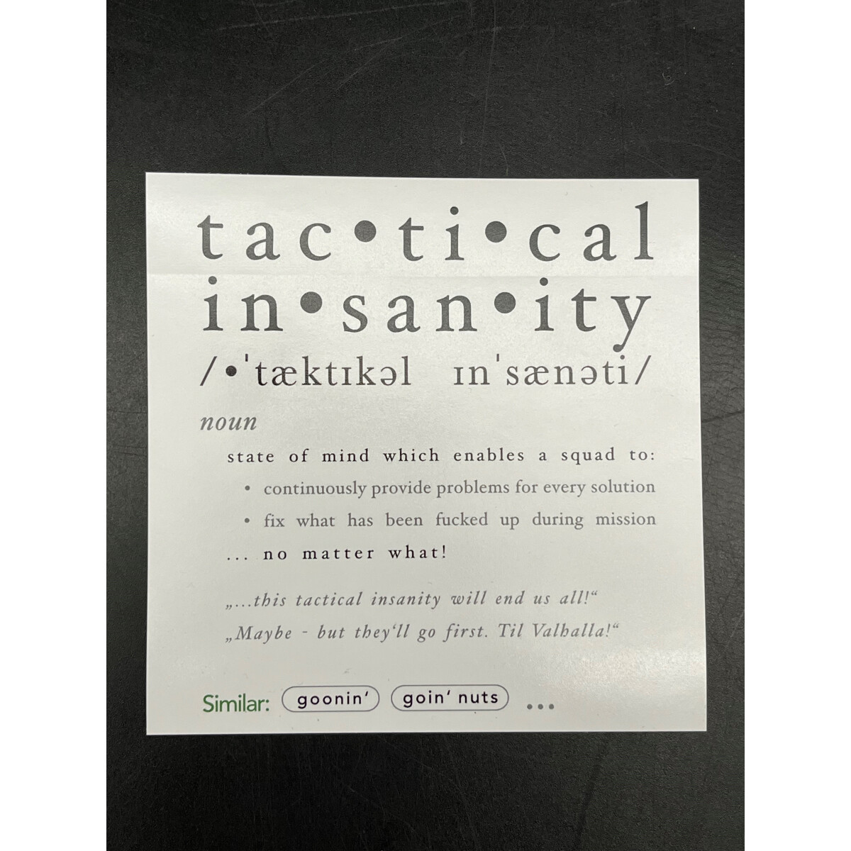 Sticker tactical insanity