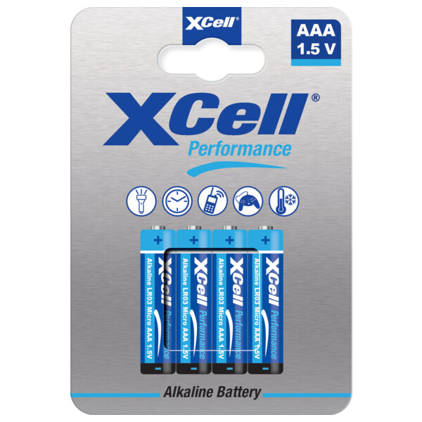 XCell Performance Alkaline LR03 Micro AAA Batterie 4er Blister
