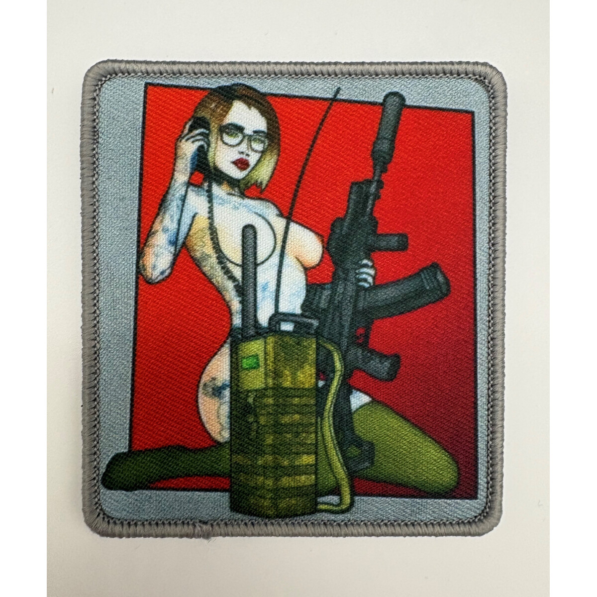 Tactical Sexy Girl with Gun Patch Red box